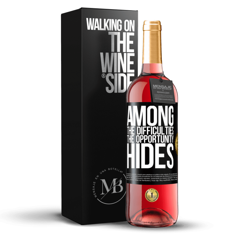 29,95 € Free Shipping | Rosé Wine ROSÉ Edition Among the difficulties the opportunity hides Black Label. Customizable label Young wine Harvest 2023 Tempranillo