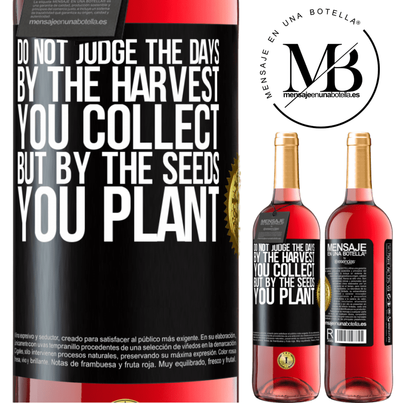 29,95 € Free Shipping | Rosé Wine ROSÉ Edition Do not judge the days by the harvest you collect, but by the seeds you plant Black Label. Customizable label Young wine Harvest 2023 Tempranillo