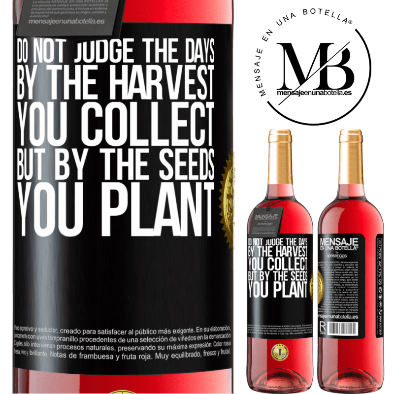 29,95 € Free Shipping | Rosé Wine ROSÉ Edition Do not judge the days by the harvest you collect, but by the seeds you plant Black Label. Customizable label Young wine Harvest 2024 Tempranillo