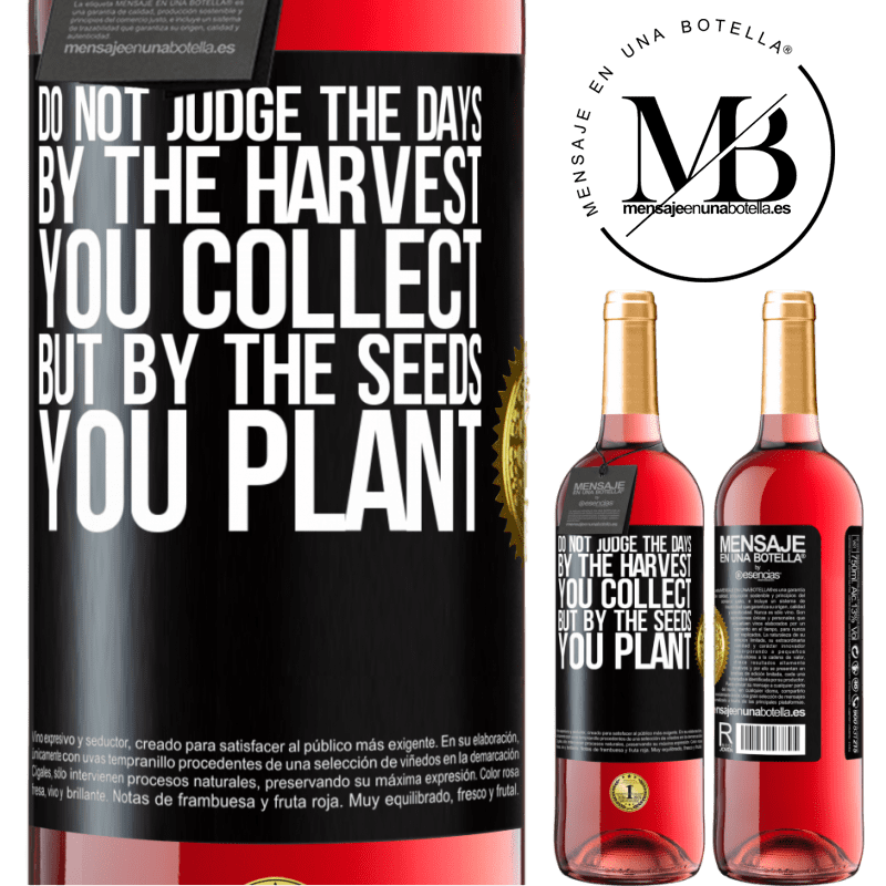 29,95 € Free Shipping | Rosé Wine ROSÉ Edition Do not judge the days by the harvest you collect, but by the seeds you plant Black Label. Customizable label Young wine Harvest 2025 Tempranillo