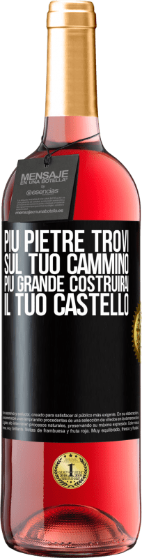 29,95 € | Vino rosato Edizione ROSÉ Più pietre trovi sul tuo cammino, più grande costruirai il tuo castello Etichetta Nera. Etichetta personalizzabile Vino giovane Raccogliere 2024 Tempranillo