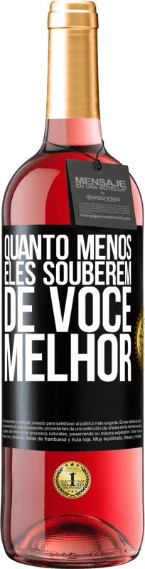 29,95 € | Vinho rosé Edição ROSÉ Quanto menos eles souberem de você, melhor Etiqueta Preta. Etiqueta personalizável Vinho jovem Colheita 2024 Tempranillo