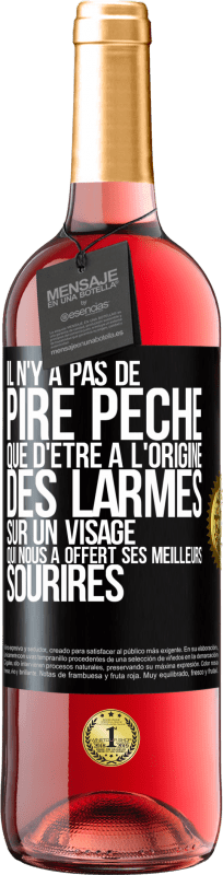 29,95 € Envoi gratuit | Vin rosé Édition ROSÉ Il n'y a pas de pire péché que d'être à l'origine des larmes sur un visage qui nous a offert ses meilleurs sourires Étiquette Noire. Étiquette personnalisable Vin jeune Récolte 2024 Tempranillo