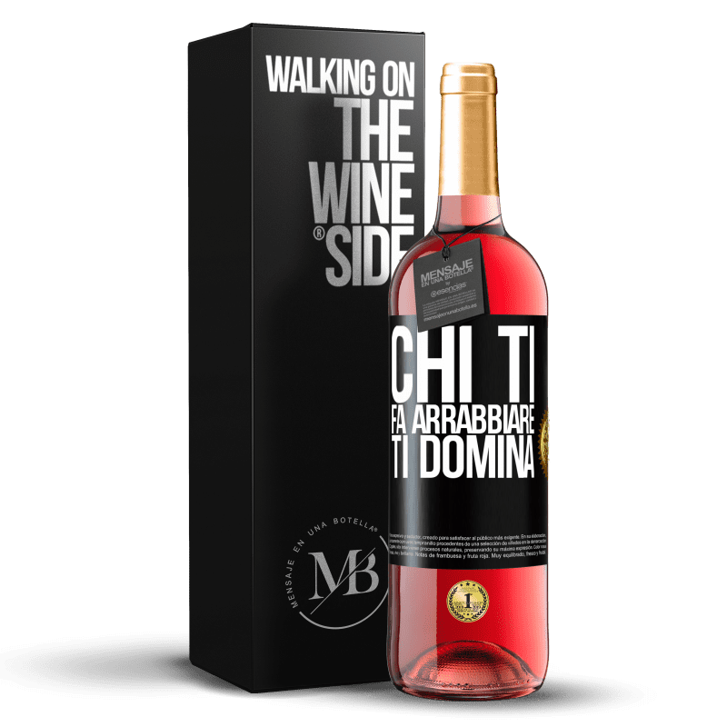 29,95 € Spedizione Gratuita | Vino rosato Edizione ROSÉ Chi ti fa arrabbiare ti domina Etichetta Nera. Etichetta personalizzabile Vino giovane Raccogliere 2024 Tempranillo