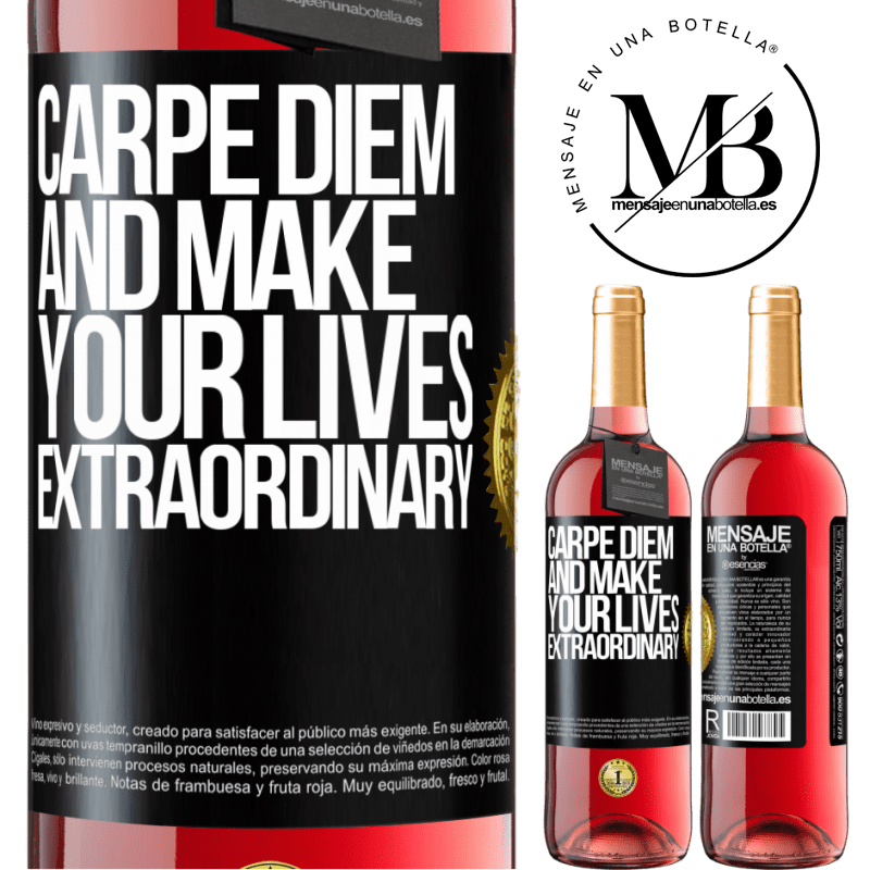 29,95 € Free Shipping | Rosé Wine ROSÉ Edition Carpe Diem and make your lives extraordinary Black Label. Customizable label Young wine Harvest 2021 Tempranillo