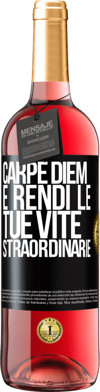 29,95 € Spedizione Gratuita | Vino rosato Edizione ROSÉ Carpe Diem e rendi le tue vite straordinarie Etichetta Nera. Etichetta personalizzabile Vino giovane Raccogliere 2025 Tempranillo