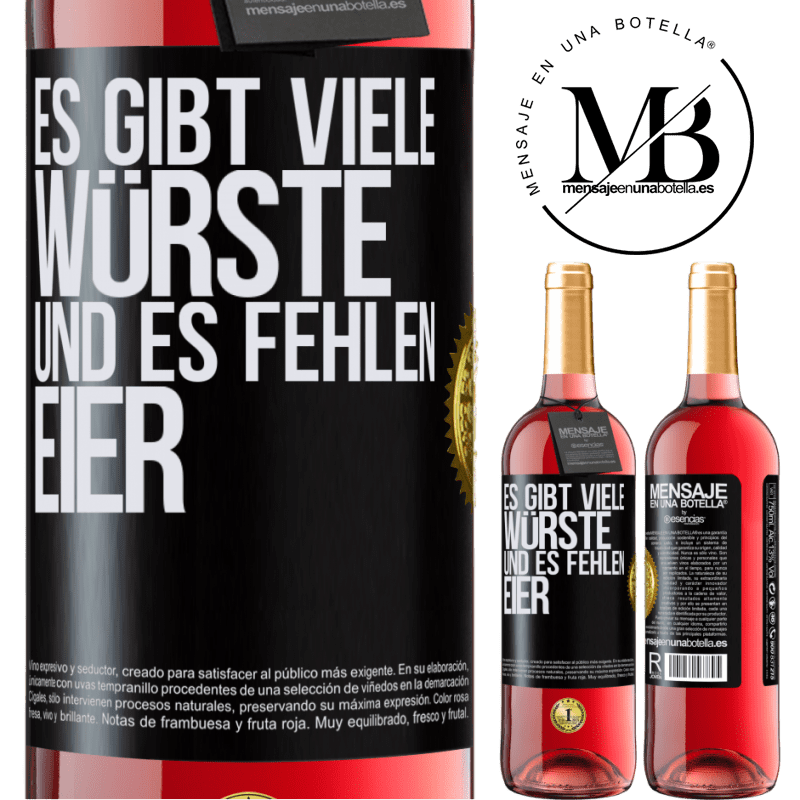 29,95 € Kostenloser Versand | Roséwein ROSÉ Ausgabe Es gibt viele Würste und es fehlen Eier Schwarzes Etikett. Anpassbares Etikett Junger Wein Ernte 2023 Tempranillo