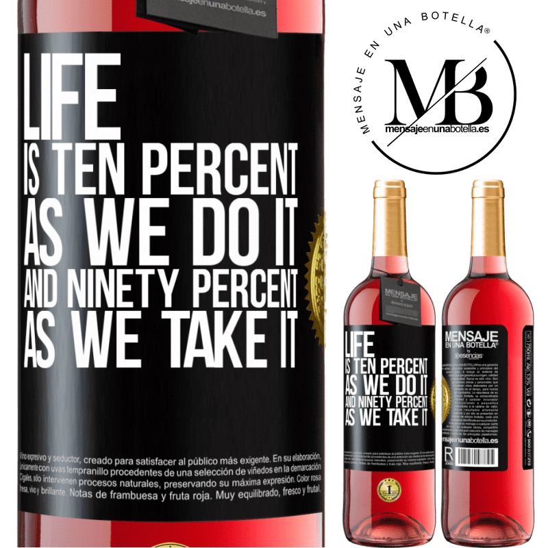 29,95 € Free Shipping | Rosé Wine ROSÉ Edition Life is ten percent as we do it and ninety percent as we take it Black Label. Customizable label Young wine Harvest 2022 Tempranillo