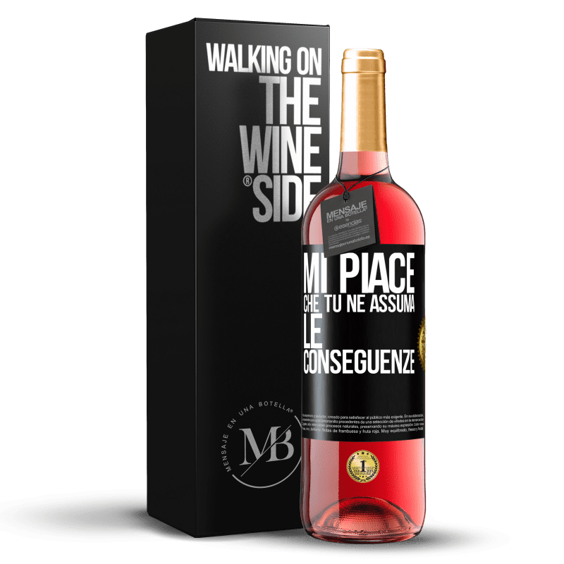 29,95 € Spedizione Gratuita | Vino rosato Edizione ROSÉ Mi piace che tu ne assuma le conseguenze Etichetta Nera. Etichetta personalizzabile Vino giovane Raccogliere 2024 Tempranillo