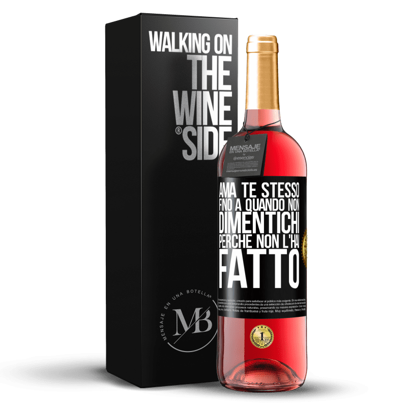 29,95 € Spedizione Gratuita | Vino rosato Edizione ROSÉ Ama te stesso, fino a quando non dimentichi perché non l'hai fatto Etichetta Nera. Etichetta personalizzabile Vino giovane Raccogliere 2024 Tempranillo