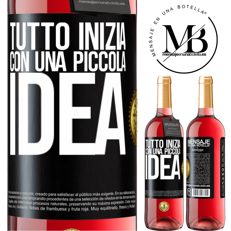 29,95 € Spedizione Gratuita | Vino rosato Edizione ROSÉ Tutto inizia con una piccola idea Etichetta Nera. Etichetta personalizzabile Vino giovane Raccogliere 2025 Tempranillo