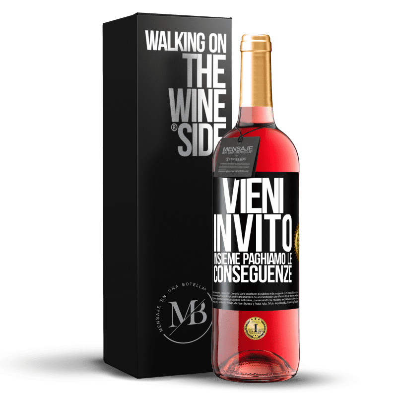 29,95 € Spedizione Gratuita | Vino rosato Edizione ROSÉ Vieni, invito, insieme paghiamo le conseguenze Etichetta Nera. Etichetta personalizzabile Vino giovane Raccogliere 2024 Tempranillo