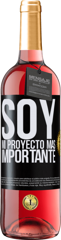 29,95 € | Vino Rosado Edición ROSÉ Soy mi proyecto más importante Etiqueta Negra. Etiqueta personalizable Vino joven Cosecha 2023 Tempranillo