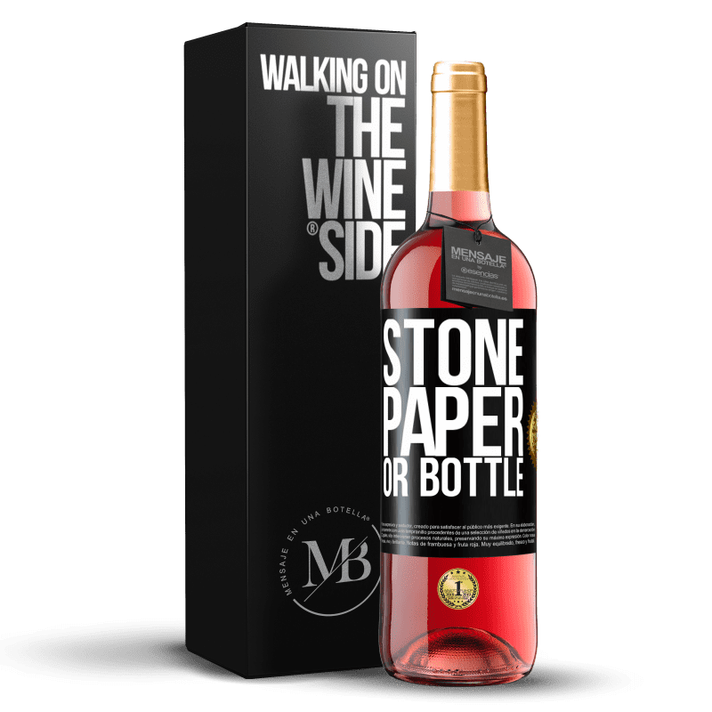 29,95 € Free Shipping | Rosé Wine ROSÉ Edition Stone, paper or bottle Black Label. Customizable label Young wine Harvest 2023 Tempranillo