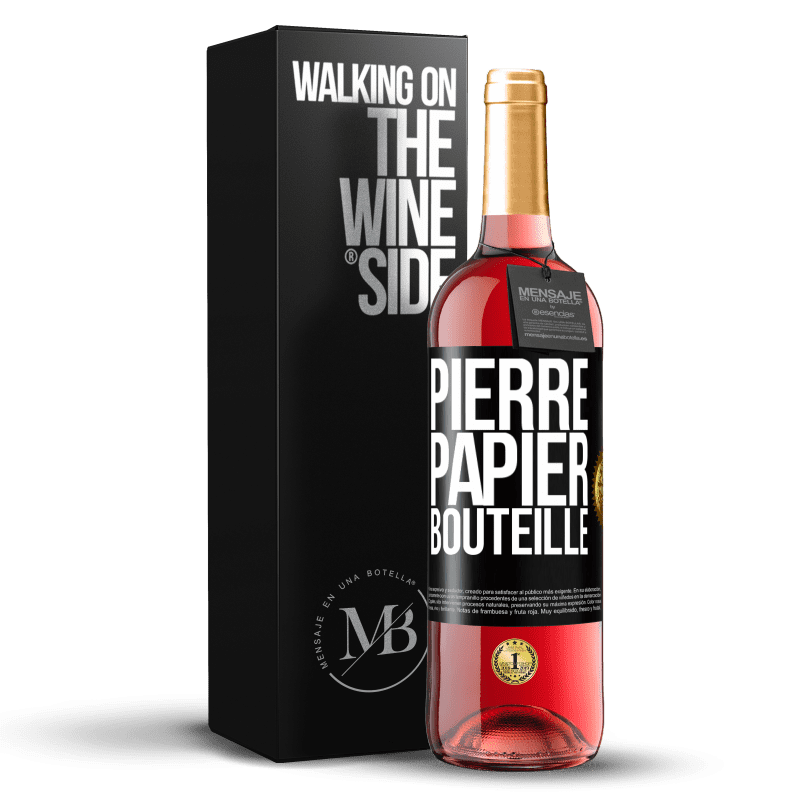 29,95 € Envoi gratuit | Vin rosé Édition ROSÉ Pierre-papier-bouteille Étiquette Noire. Étiquette personnalisable Vin jeune Récolte 2024 Tempranillo