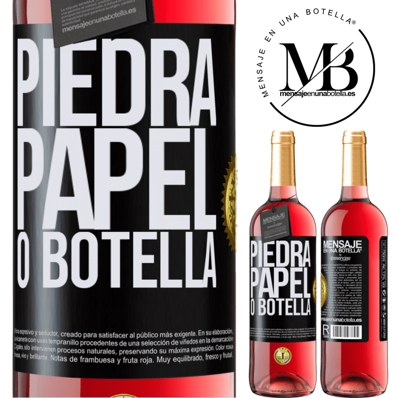 29,95 € Envío gratis | Vino Rosado Edición ROSÉ Piedra, papel o botella Etiqueta Negra. Etiqueta personalizable Vino joven Cosecha 2025 Tempranillo