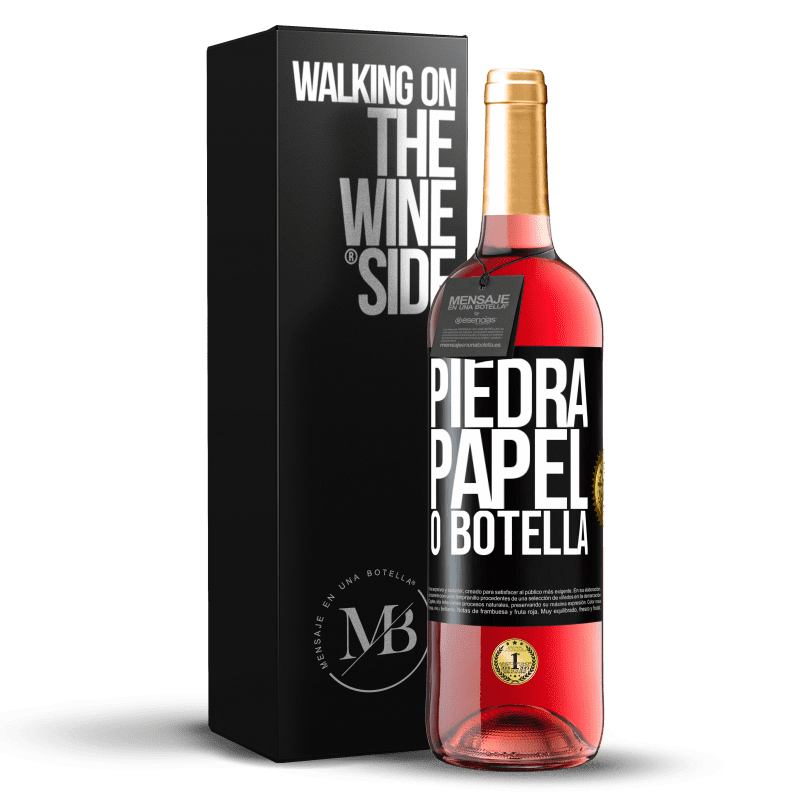 29,95 € Envío gratis | Vino Rosado Edición ROSÉ Piedra, papel o botella Etiqueta Negra. Etiqueta personalizable Vino joven Cosecha 2025 Tempranillo