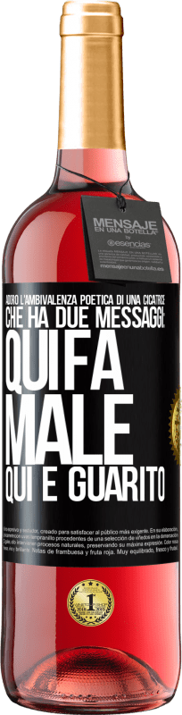 29,95 € | Vino rosato Edizione ROSÉ Adoro l'ambivalenza poetica di una cicatrice, che ha due messaggi: qui fa male, qui è guarito Etichetta Nera. Etichetta personalizzabile Vino giovane Raccogliere 2025 Tempranillo