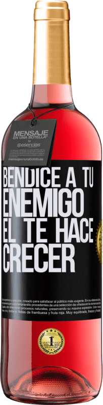 29,95 € | Vino Rosado Edición ROSÉ Bendice a tu enemigo. Él te hace crecer Etiqueta Negra. Etiqueta personalizable Vino joven Cosecha 2024 Tempranillo