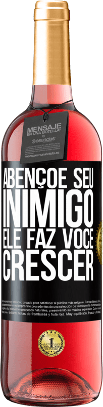 29,95 € | Vinho rosé Edição ROSÉ Abençoe seu inimigo. Ele faz você crescer Etiqueta Preta. Etiqueta personalizável Vinho jovem Colheita 2023 Tempranillo