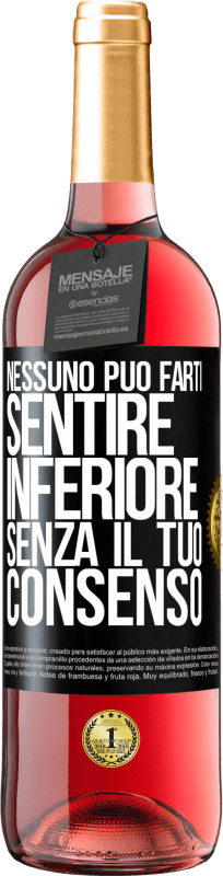 29,95 € Spedizione Gratuita | Vino rosato Edizione ROSÉ Nessuno può farti sentire inferiore senza il tuo consenso Etichetta Nera. Etichetta personalizzabile Vino giovane Raccogliere 2025 Tempranillo