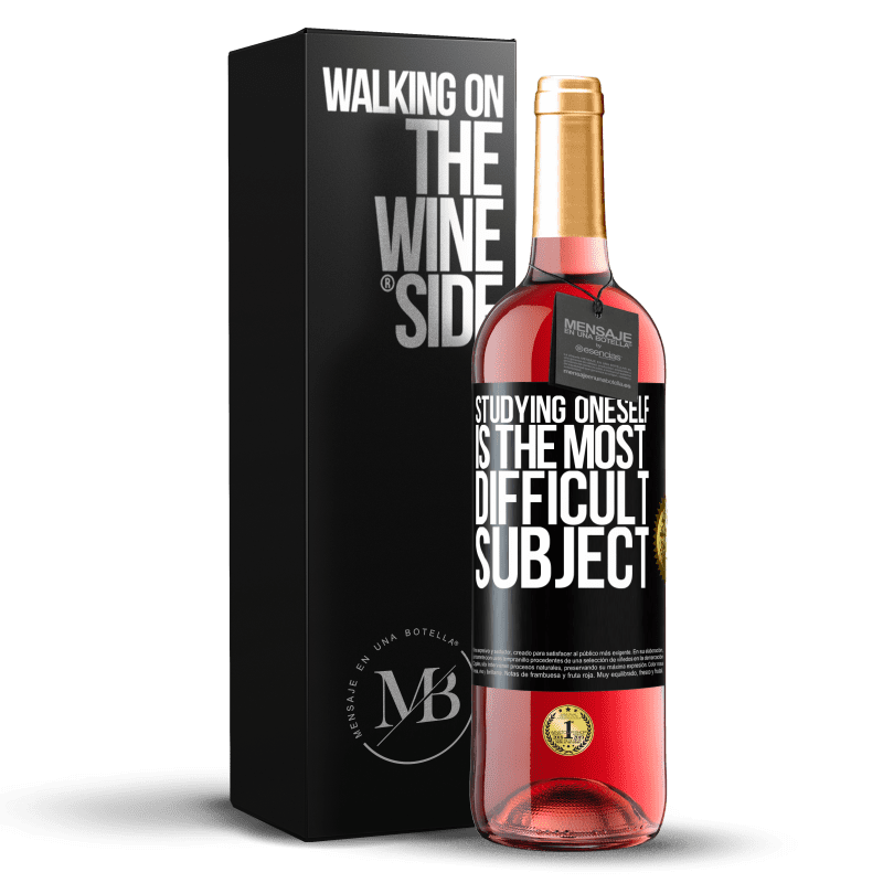 29,95 € Бесплатная доставка | Розовое вино Издание ROSÉ Изучение себя - самый сложный предмет Черная метка. Настраиваемая этикетка Молодое вино Урожай 2023 Tempranillo