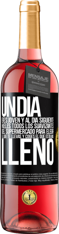 29,95 € | Vino Rosado Edición ROSÉ Un día eres joven y al día siguiente, hueles todos los suavizantes del supermercado para elegir el que te llevas y coges el Etiqueta Negra. Etiqueta personalizable Vino joven Cosecha 2024 Tempranillo