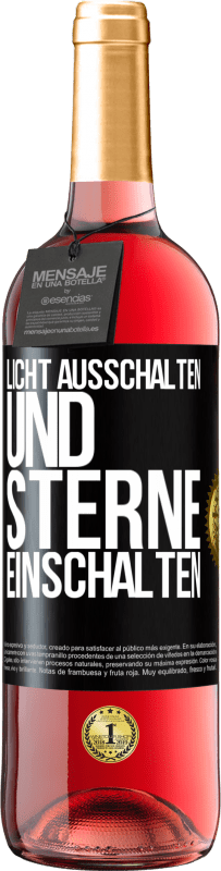 29,95 € Kostenloser Versand | Roséwein ROSÉ Ausgabe Licht ausschalten und Sterne einschalten Schwarzes Etikett. Anpassbares Etikett Junger Wein Ernte 2024 Tempranillo