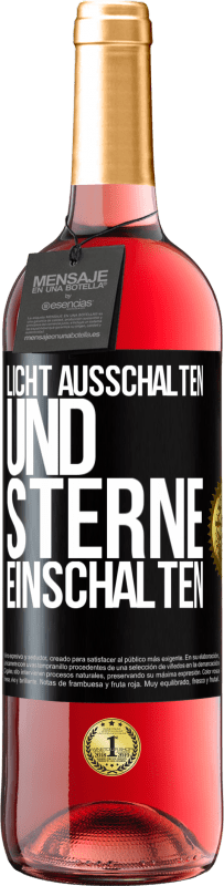 29,95 € Kostenloser Versand | Roséwein ROSÉ Ausgabe Licht ausschalten und Sterne einschalten Schwarzes Etikett. Anpassbares Etikett Junger Wein Ernte 2025 Tempranillo