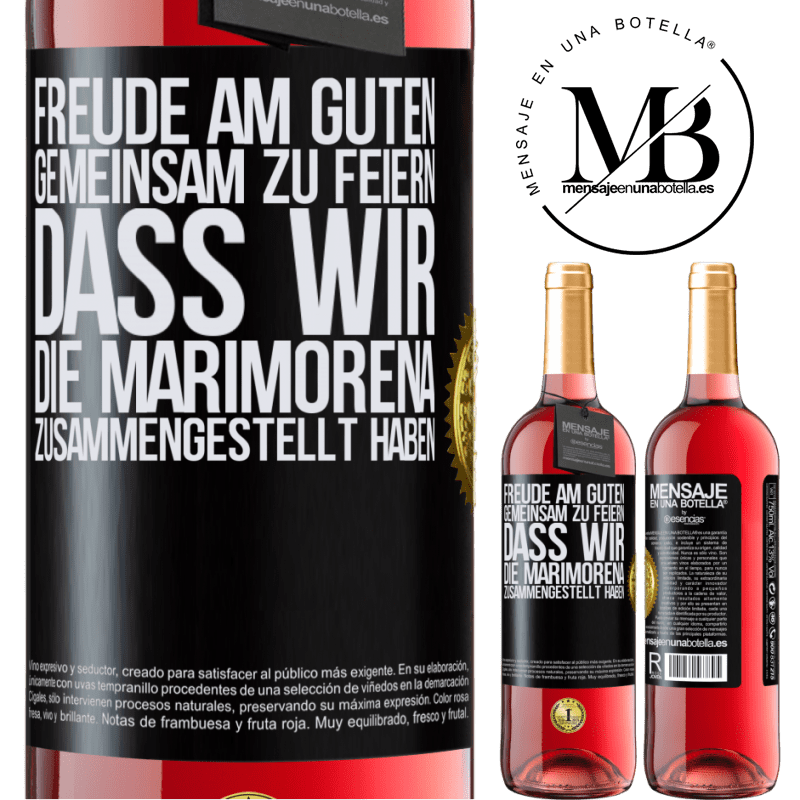 29,95 € Kostenloser Versand | Roséwein ROSÉ Ausgabe Freude am Guten, gemeinsam zu feiern, dass wir die Marimorena zusammengestellt haben Schwarzes Etikett. Anpassbares Etikett Junger Wein Ernte 2023 Tempranillo