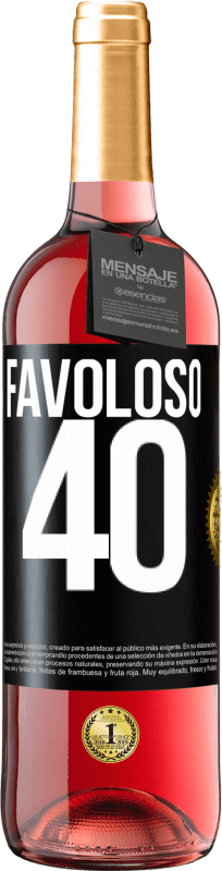 29,95 € | Vino rosato Edizione ROSÉ Favoloso 40 Etichetta Nera. Etichetta personalizzabile Vino giovane Raccogliere 2023 Tempranillo