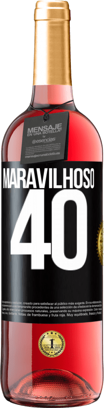 29,95 € | Vinho rosé Edição ROSÉ Maravilhoso 40 Etiqueta Preta. Etiqueta personalizável Vinho jovem Colheita 2023 Tempranillo