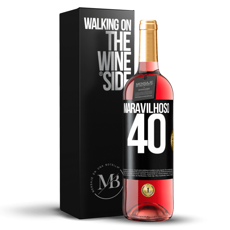 29,95 € Envio grátis | Vinho rosé Edição ROSÉ Maravilhoso 40 Etiqueta Preta. Etiqueta personalizável Vinho jovem Colheita 2023 Tempranillo