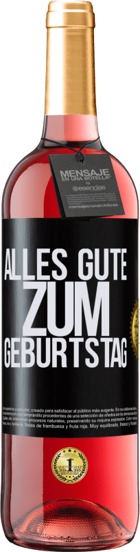 29,95 € | Roséwein ROSÉ Ausgabe Alles Gute zum Geburtstag Schwarzes Etikett. Anpassbares Etikett Junger Wein Ernte 2024 Tempranillo