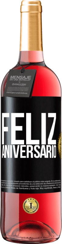 29,95 € | Vinho rosé Edição ROSÉ Feliz aniversario Etiqueta Preta. Etiqueta personalizável Vinho jovem Colheita 2023 Tempranillo