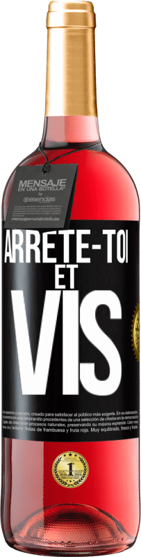 29,95 € Envoi gratuit | Vin rosé Édition ROSÉ Arrête-toi et vis Étiquette Noire. Étiquette personnalisable Vin jeune Récolte 2025 Tempranillo