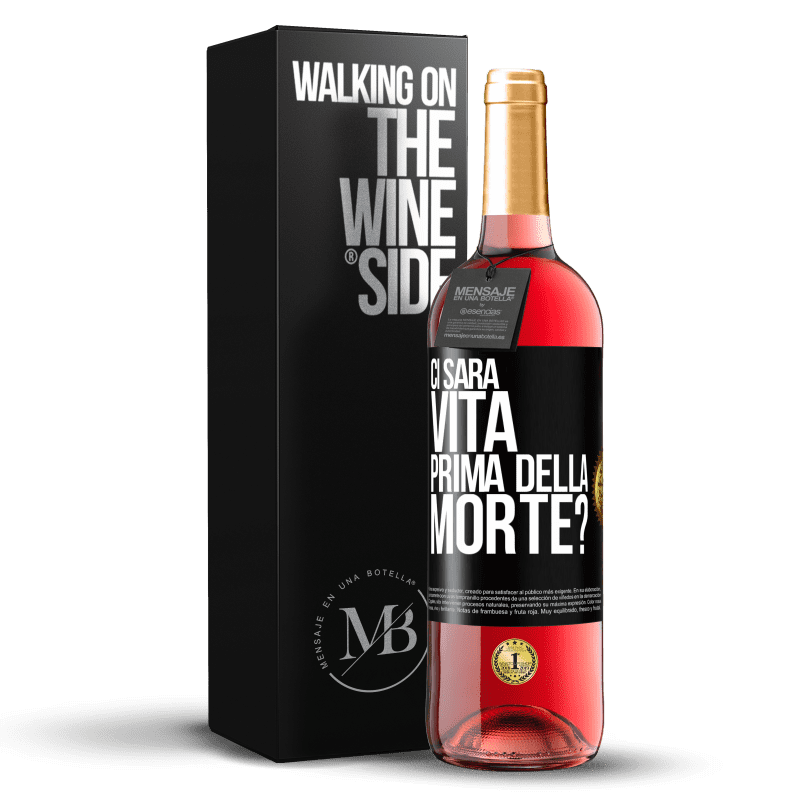 29,95 € Spedizione Gratuita | Vino rosato Edizione ROSÉ Ci sarà vita prima della morte? Etichetta Nera. Etichetta personalizzabile Vino giovane Raccogliere 2023 Tempranillo