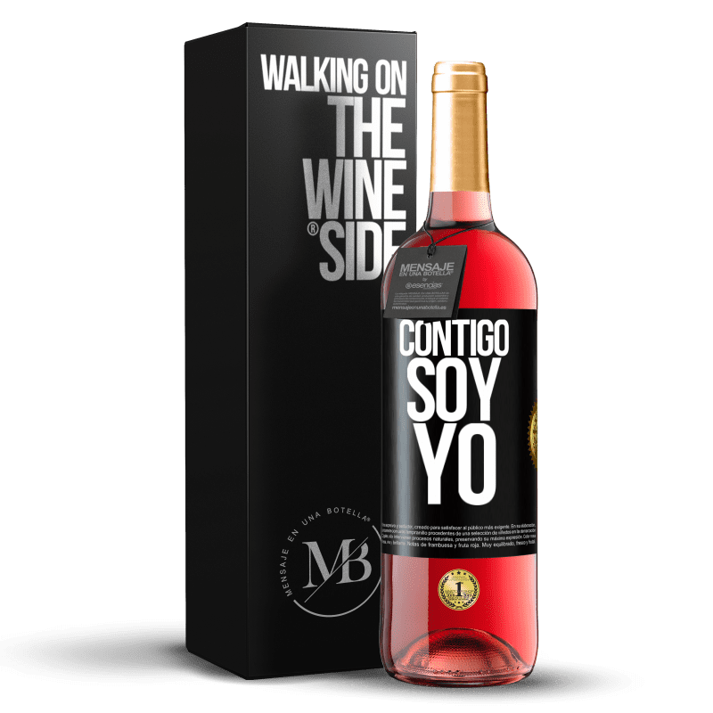 29,95 € Envío gratis | Vino Rosado Edición ROSÉ Contigo soy yo Etiqueta Negra. Etiqueta personalizable Vino joven Cosecha 2024 Tempranillo