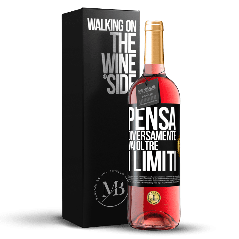 29,95 € Spedizione Gratuita | Vino rosato Edizione ROSÉ Pensa diversamente. Vai oltre i limiti Etichetta Nera. Etichetta personalizzabile Vino giovane Raccogliere 2023 Tempranillo