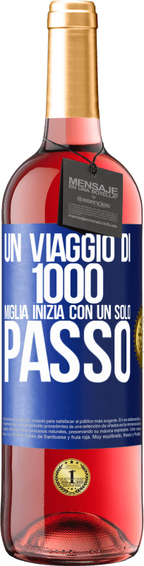 29,95 € Spedizione Gratuita | Vino rosato Edizione ROSÉ Un viaggio di mille miglia inizia con un solo passo Etichetta Blu. Etichetta personalizzabile Vino giovane Raccogliere 2025 Tempranillo
