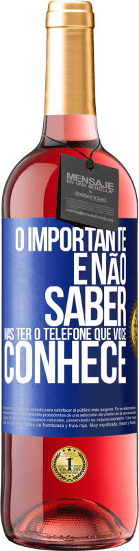 29,95 € | Vinho rosé Edição ROSÉ O importante é não saber, mas ter o telefone que você conhece Etiqueta Azul. Etiqueta personalizável Vinho jovem Colheita 2024 Tempranillo