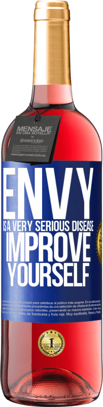 29,95 € Free Shipping | Rosé Wine ROSÉ Edition Envy is a very serious disease, improve yourself Blue Label. Customizable label Young wine Harvest 2023 Tempranillo