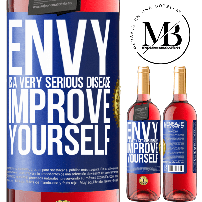 29,95 € Free Shipping | Rosé Wine ROSÉ Edition Envy is a very serious disease, improve yourself Blue Label. Customizable label Young wine Harvest 2021 Tempranillo