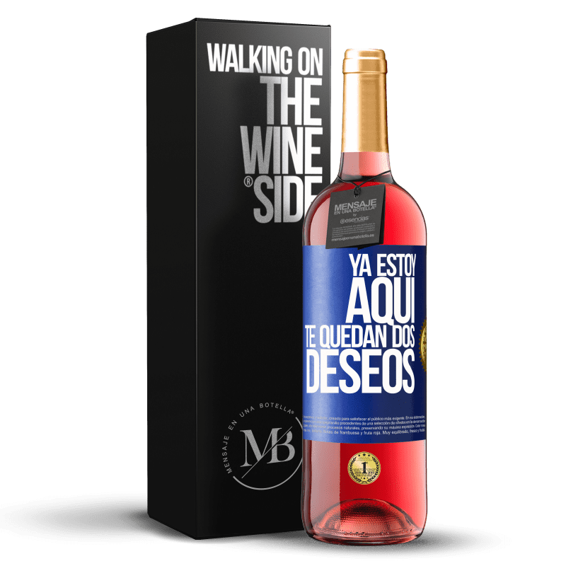 29,95 € Envío gratis | Vino Rosado Edición ROSÉ Ya estoy aquí. Te quedan dos deseos Etiqueta Azul. Etiqueta personalizable Vino joven Cosecha 2024 Tempranillo