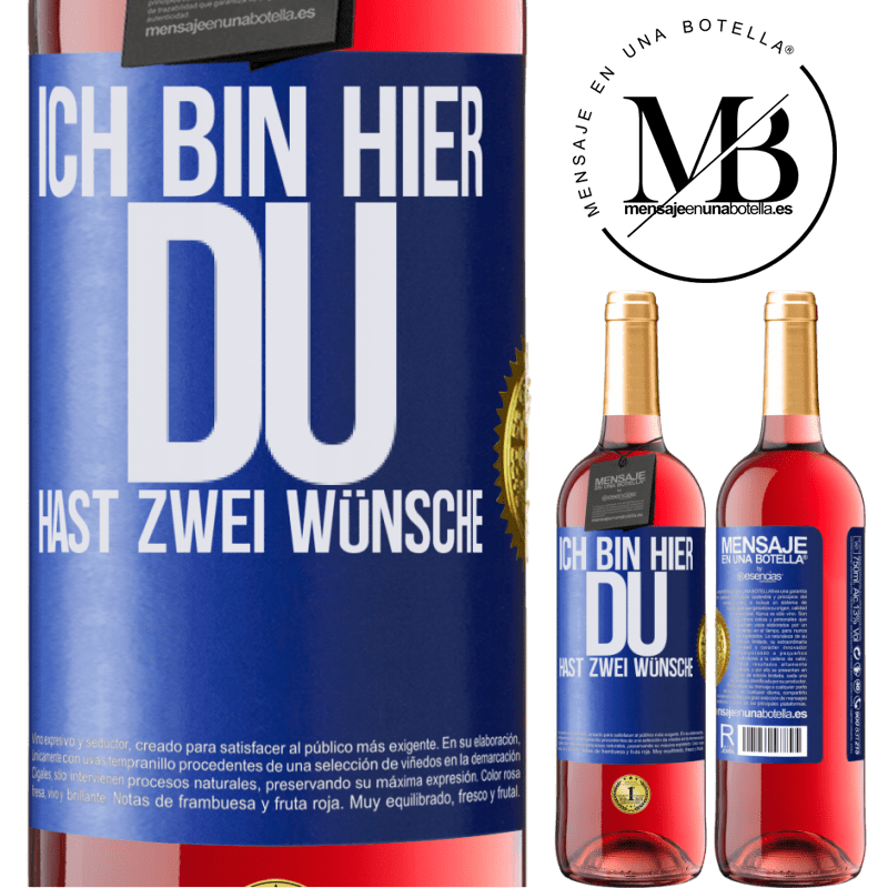 29,95 € Kostenloser Versand | Roséwein ROSÉ Ausgabe Ich bin hier. Du hast zwei Wünsche Blaue Markierung. Anpassbares Etikett Junger Wein Ernte 2024 Tempranillo