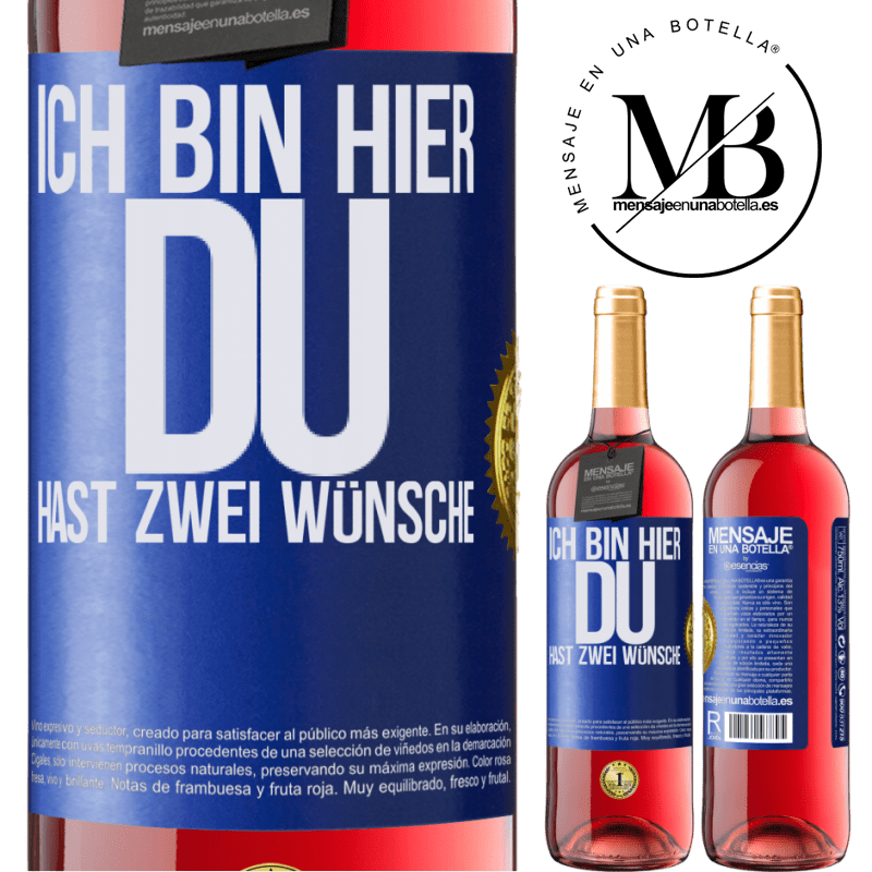 29,95 € Kostenloser Versand | Roséwein ROSÉ Ausgabe Ich bin hier. Du hast zwei Wünsche Blaue Markierung. Anpassbares Etikett Junger Wein Ernte 2025 Tempranillo