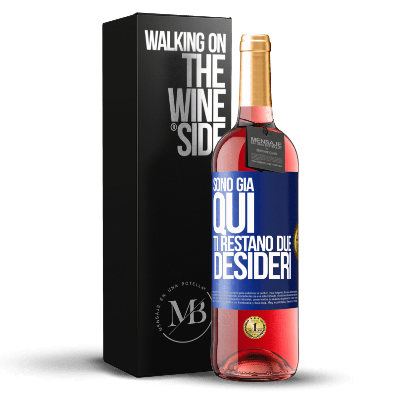 29,95 € Spedizione Gratuita | Vino rosato Edizione ROSÉ Sono già qui. Ti restano due desideri Etichetta Blu. Etichetta personalizzabile Vino giovane Raccogliere 2024 Tempranillo