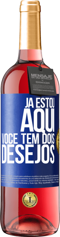 29,95 € | Vinho rosé Edição ROSÉ Já estou aqui. Você tem dois desejos Etiqueta Azul. Etiqueta personalizável Vinho jovem Colheita 2024 Tempranillo