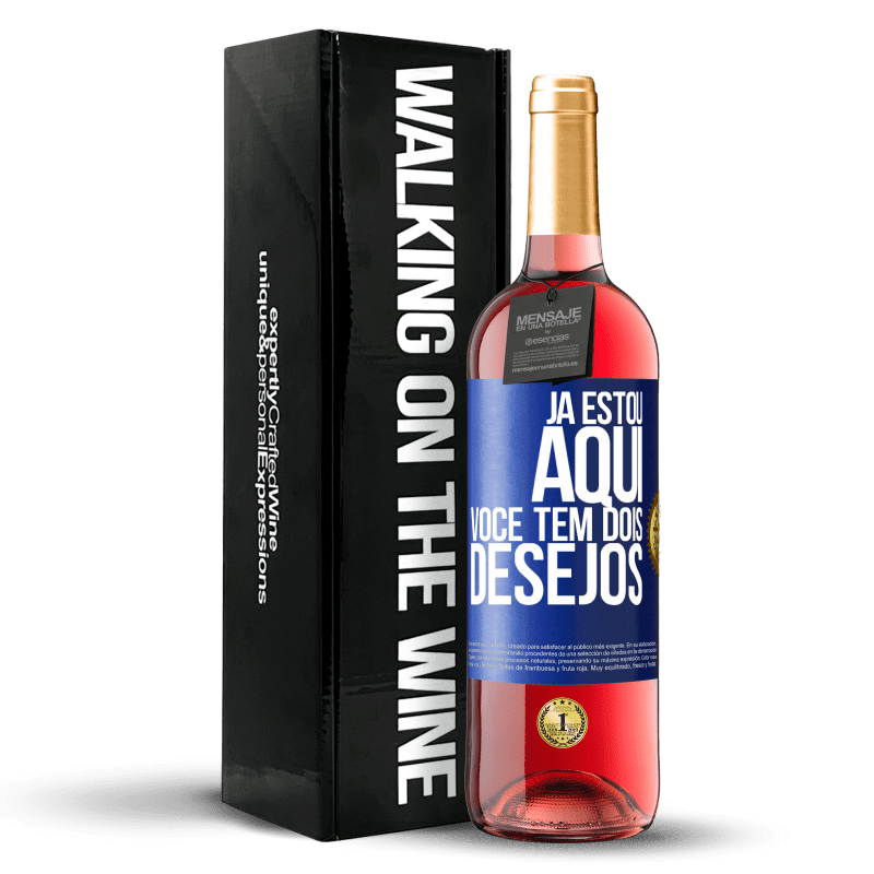 29,95 € Envio grátis | Vinho rosé Edição ROSÉ Já estou aqui. Você tem dois desejos Etiqueta Azul. Etiqueta personalizável Vinho jovem Colheita 2025 Tempranillo