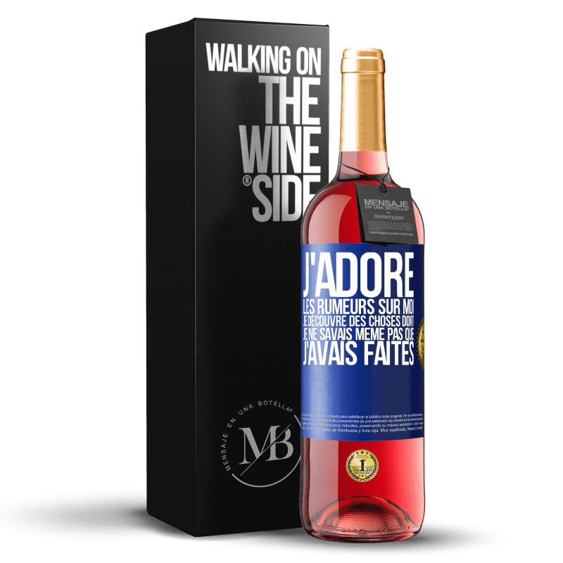 29,95 € Envoi gratuit | Vin rosé Édition ROSÉ J'adore les rumeurs sur moi, je découvre des choses dont je ne savais même pas que j'avais faites Étiquette Bleue. Étiquette personnalisable Vin jeune Récolte 2024 Tempranillo